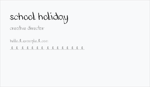 School Holiday Business Card