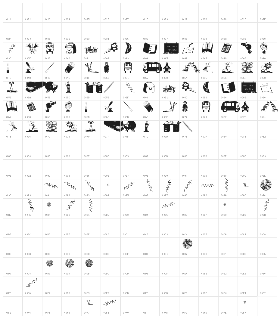 Schoolish Character Map