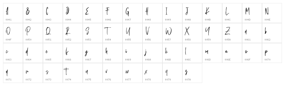 Schrader Free Character Map