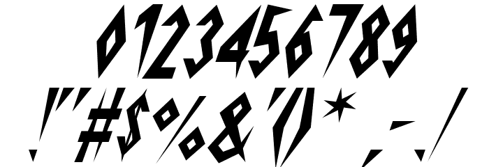 Schrill AOE Oblique Font OTHER CHARS