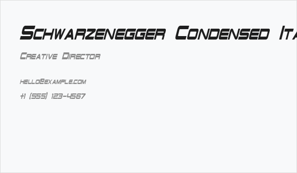 Schwarzenegger Condensed Italic Business Card