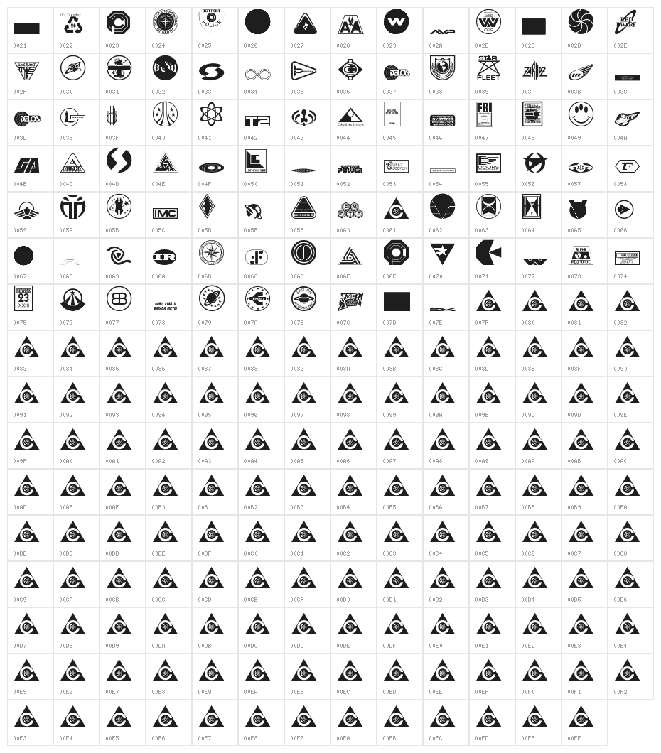 Sci-Fi-Logos Character Map