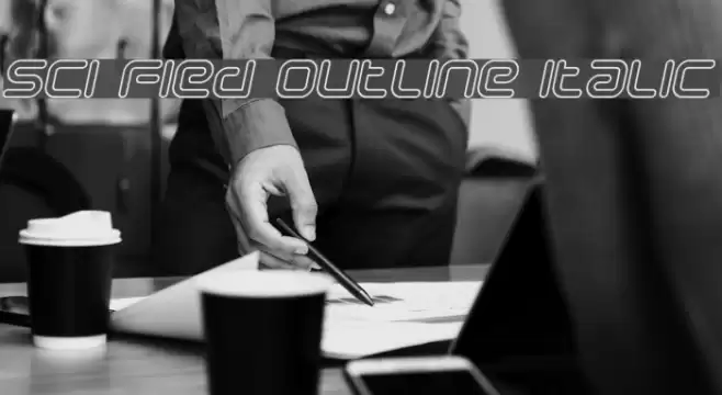 Sci Fied Outline Italic Schriftart examples