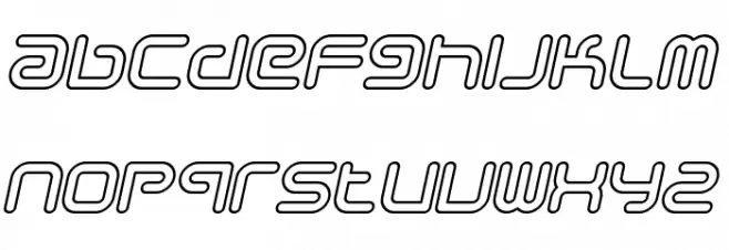 Sci Fied Outline Italic Schriftart Kleinbuchstaben