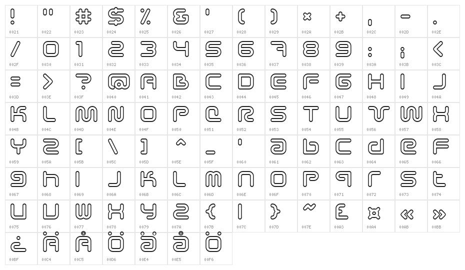Sci Fied Outline Character Map