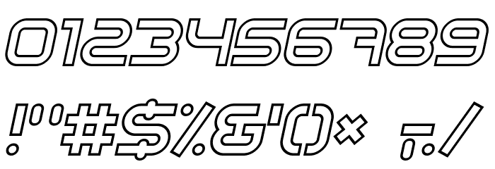 Sci Fied X Outline Italic Font OTHER CHARS