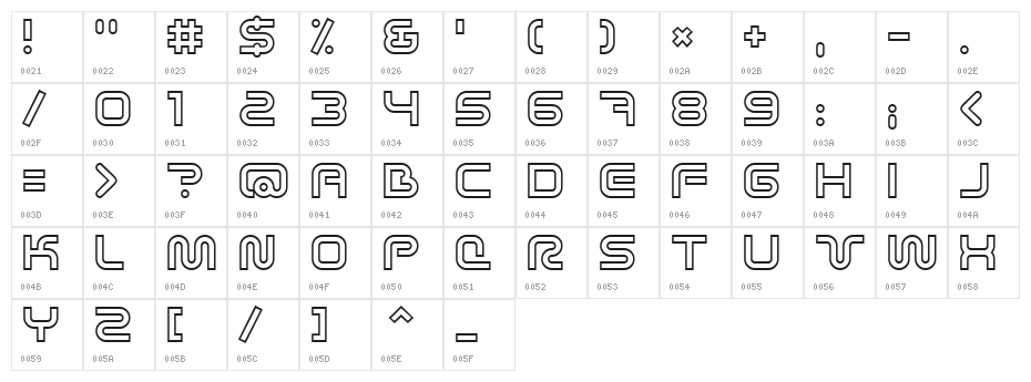 Sci Fied X Outline Character Map