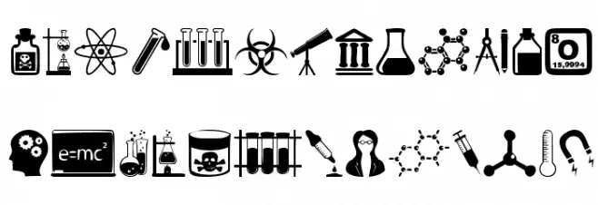 Science Icons Fonte MAIÚSCULAS