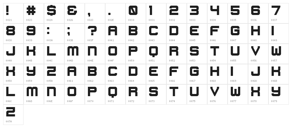 Scorpion Regular Character Map