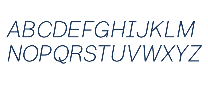 Scoutie Sans ExtraLight Italic Uppercase