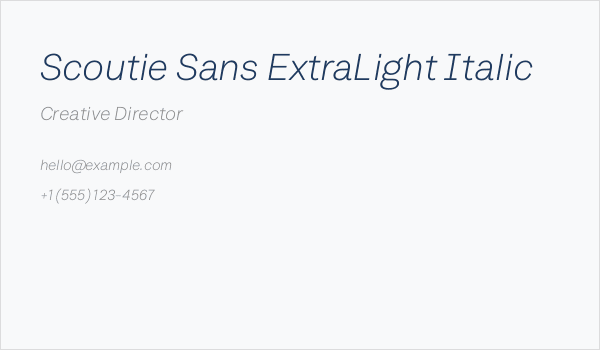 Scoutie Sans ExtraLight Italic Business Card