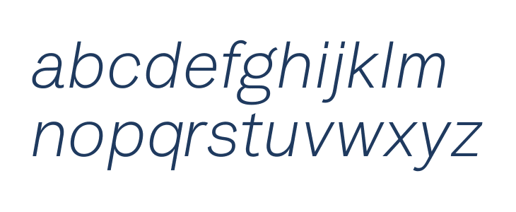 Scoutie Sans ExtraLight Italic Lowercase
