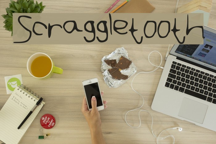 Scraggletooth Font examples