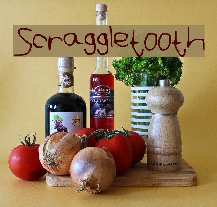 Scraggletooth Font examples