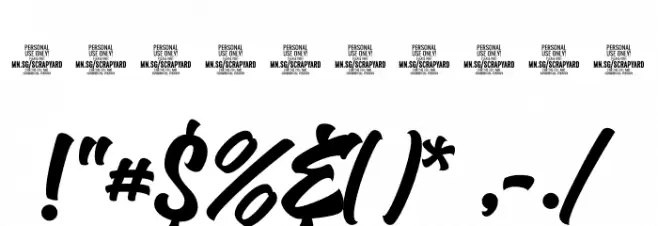 Scrapyard Script PERSONAL USE Regular Font OTHER CHARS