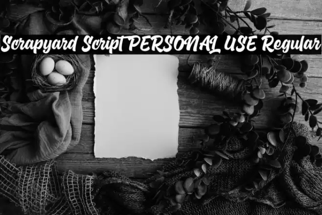 Scrapyard Script PERSONAL USE Regular Font examples