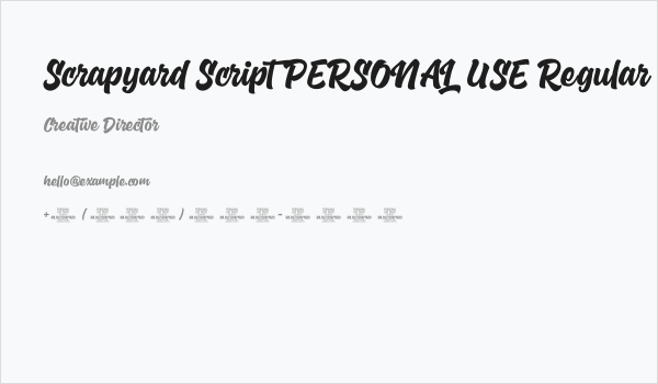Scrapyard Script PERSONAL USE Regular Business Card