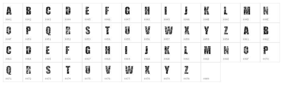 Scratched Letters Character Map