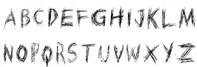 Scratched on X Ray Schriftart Kleinbuchstaben