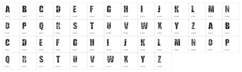 ScratchedLetters Character Map