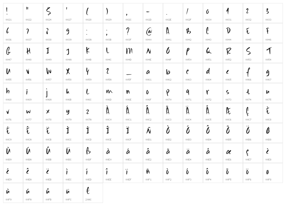 Scrawlerz DEMO Regular Character Map
