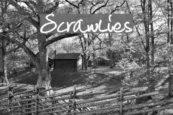 Scrawlies फ़ॉन्ट examples
