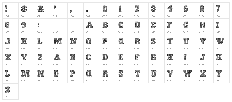 Screen Door Regular Character Map