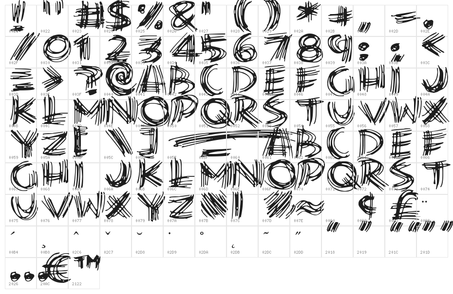 Scribble Lines Character Map