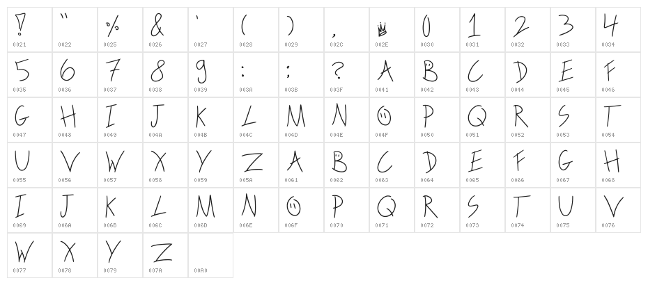 Scribble On The Bus Regular Character Map