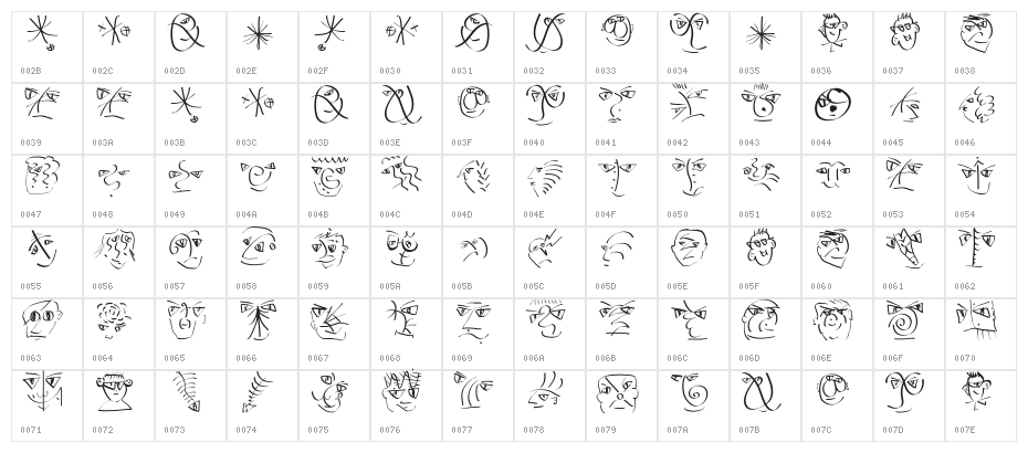 ScribblesCalligraphique Character Map