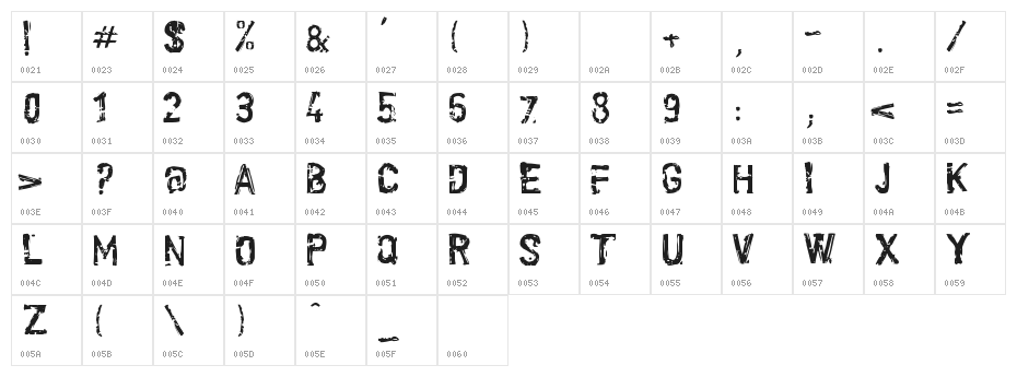 Scroonge-Normal Character Map