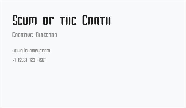 Scum of the Earth Business Card