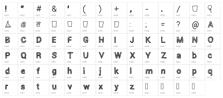 scribbled Character Map