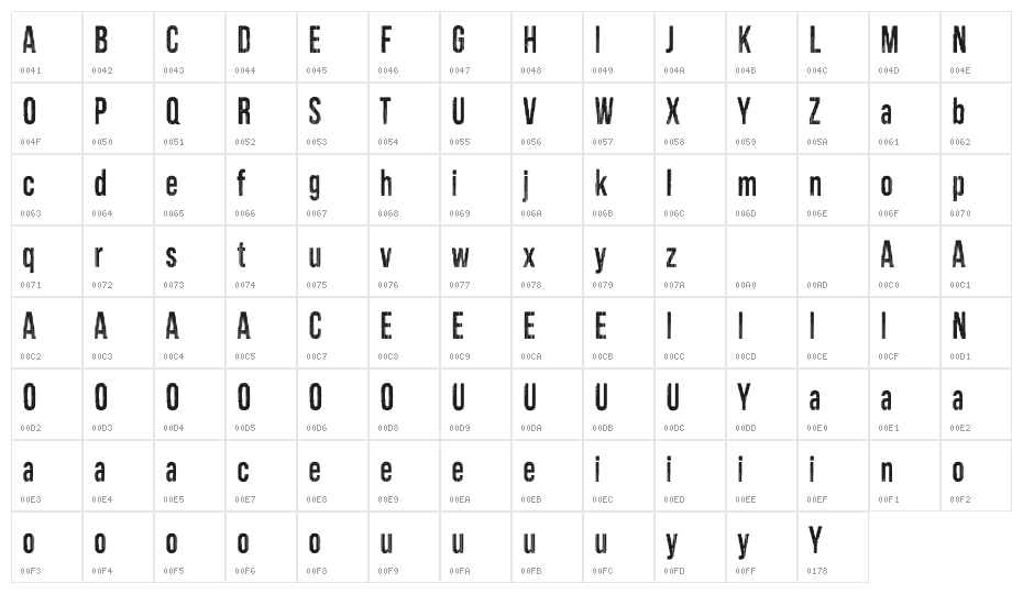 SDNoiseDemo Character Map