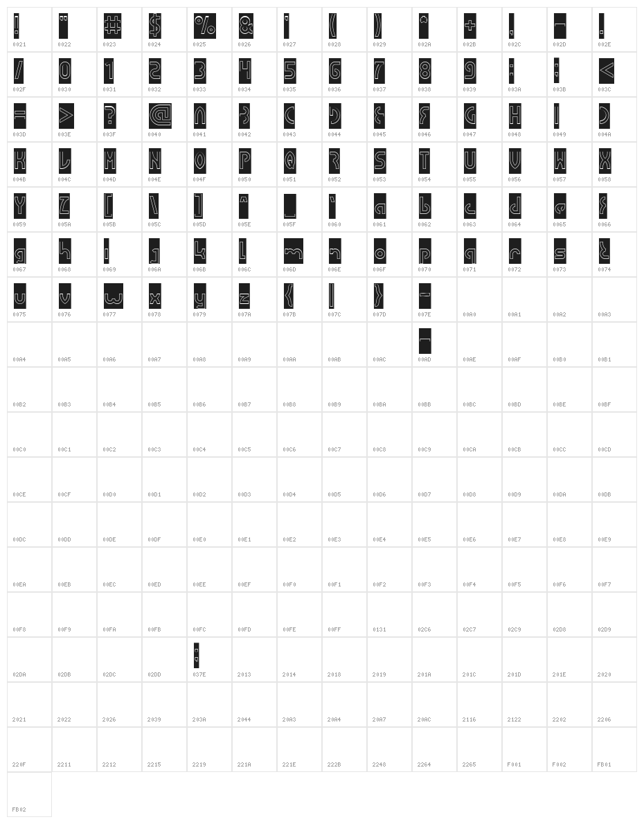 SEBA-Hollow-Inverse Character Map