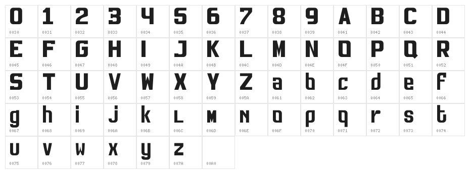 SEEKING REG Character Map