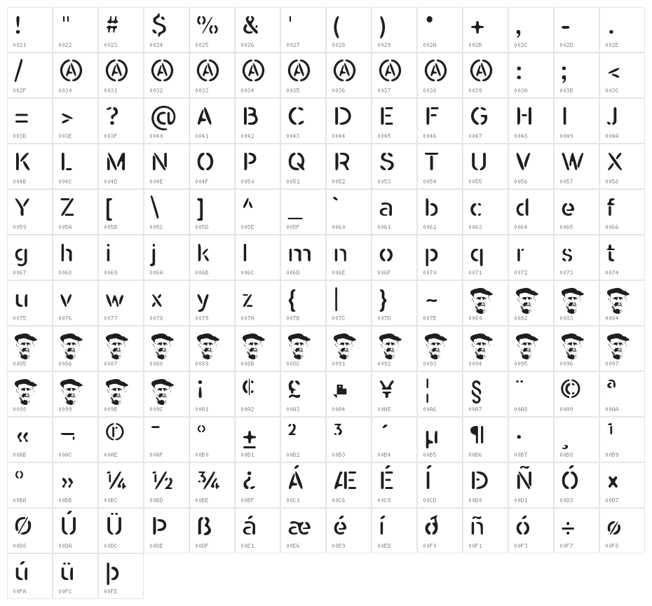 SEISDEDOS DEAD Regular Character Map