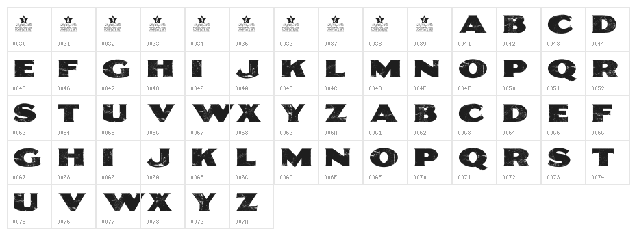 SEPIA Personal Use Character Map