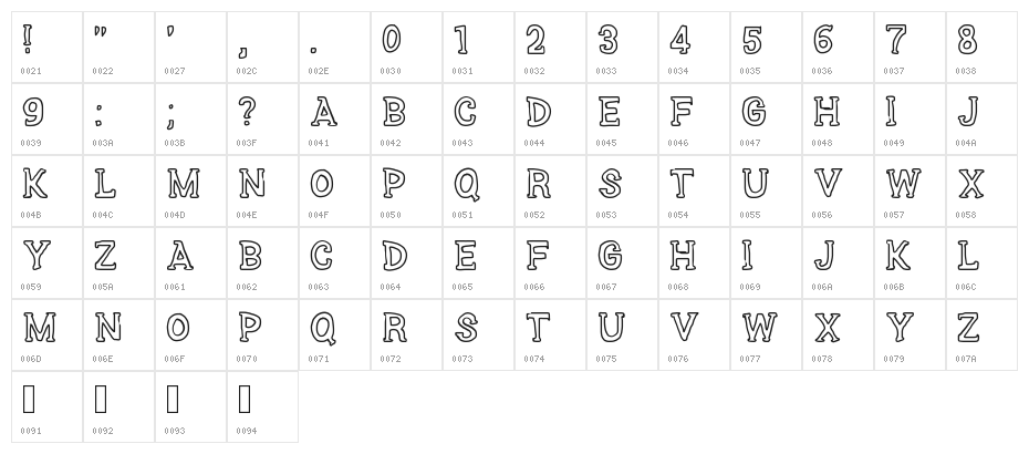 SERIES SLAB Character Map