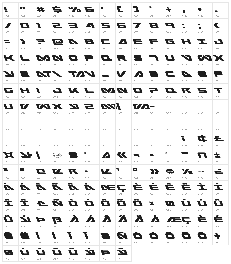 Sea-Dog Leftalic Character Map