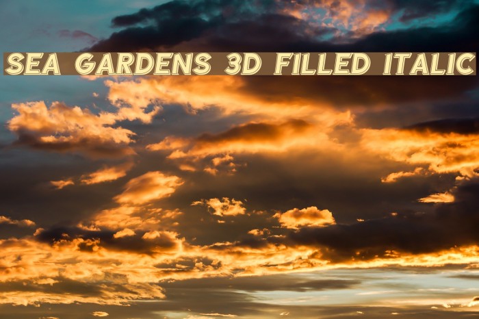 Sea Gardens 3D Filled Italic Font examples