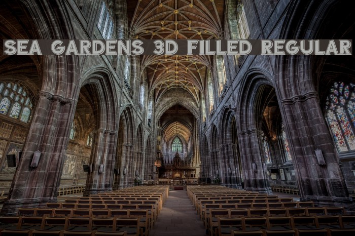 Sea Gardens 3D Filled Regular Font examples
