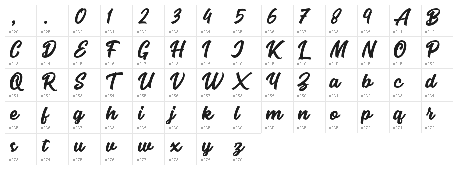 SeactClean-Regular Character Map