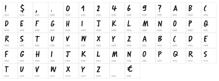 Search Party DEMO Regular Character Map