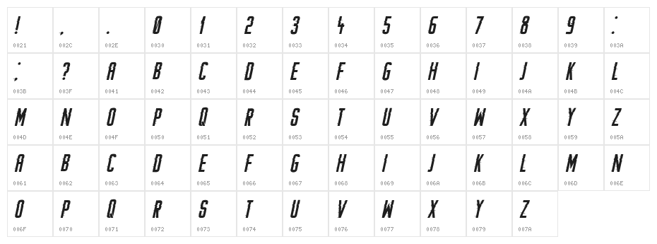 Searching For Signal Italic Character Map