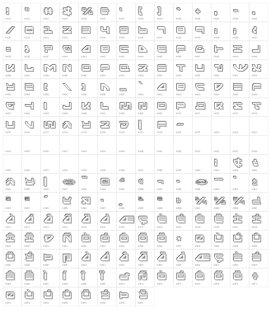Searider Falcon Engraved Character Map