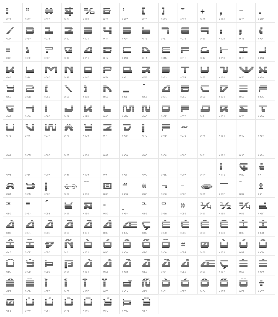 Searider Falcon Gradient Character Map