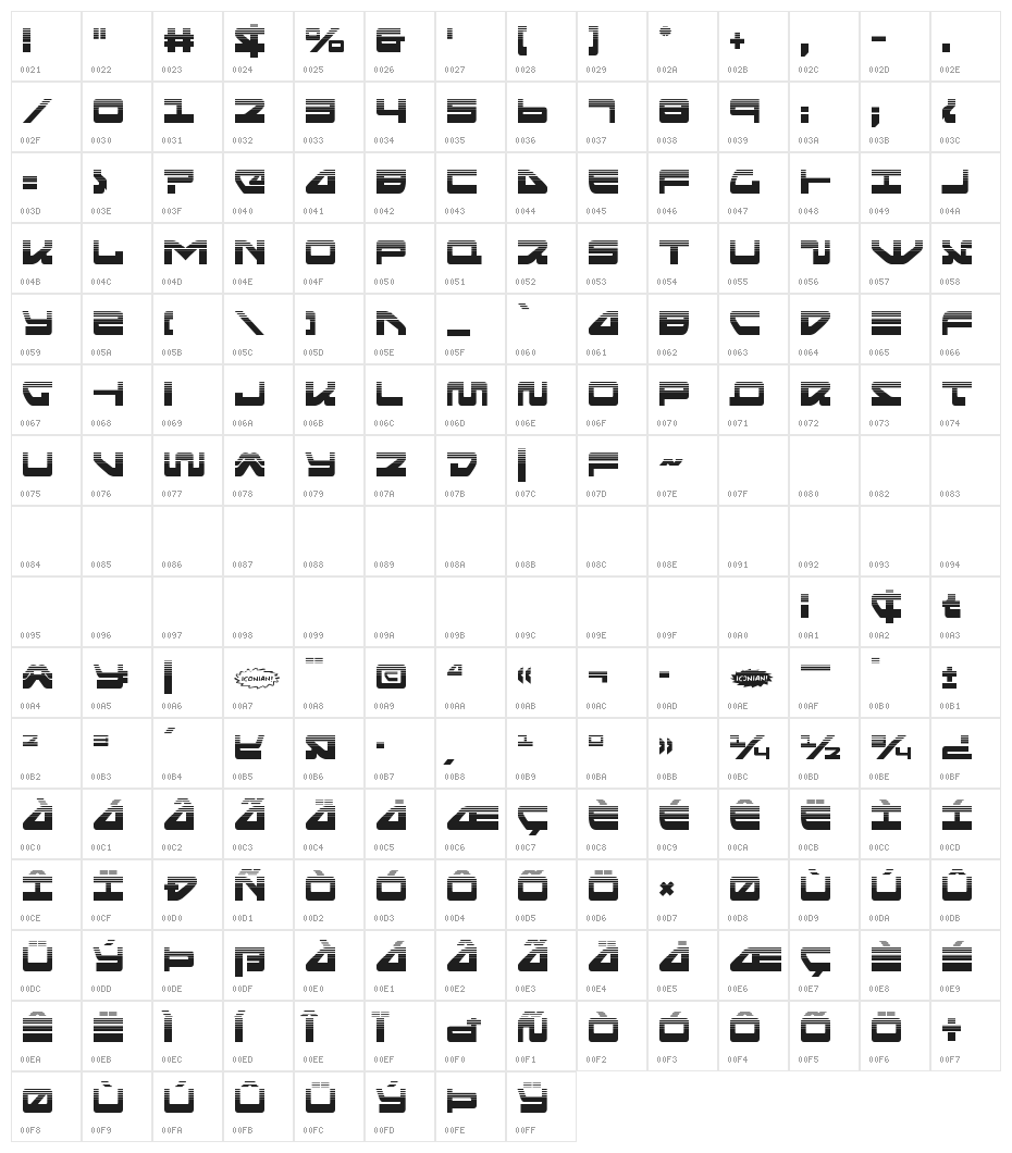 Searider Falcon Halftone Character Map