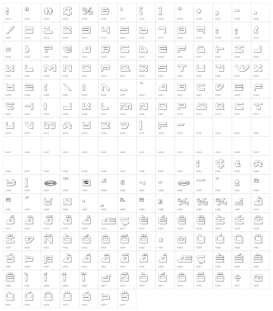 Searider Falcon Outline Character Map