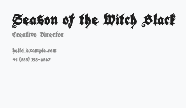 Season of the Witch Black Business Card